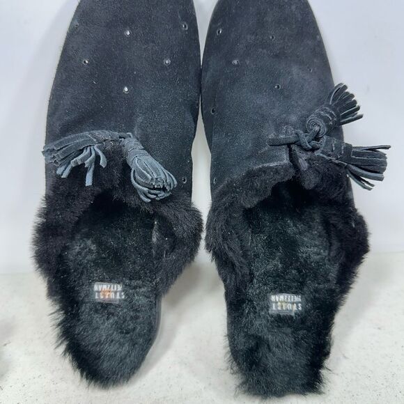 Stuart Weitzman Black Rhinestones Size 8 Slippers/ Mules - Picture 6 of 8